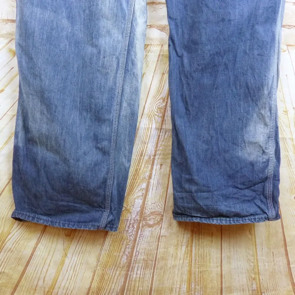 VTG JCPenney Big Mac 70s Denim Overalls Carpenter 43X30.5 Square Back Union Made